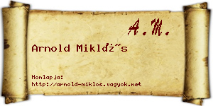 Arnold Miklós névjegykártya